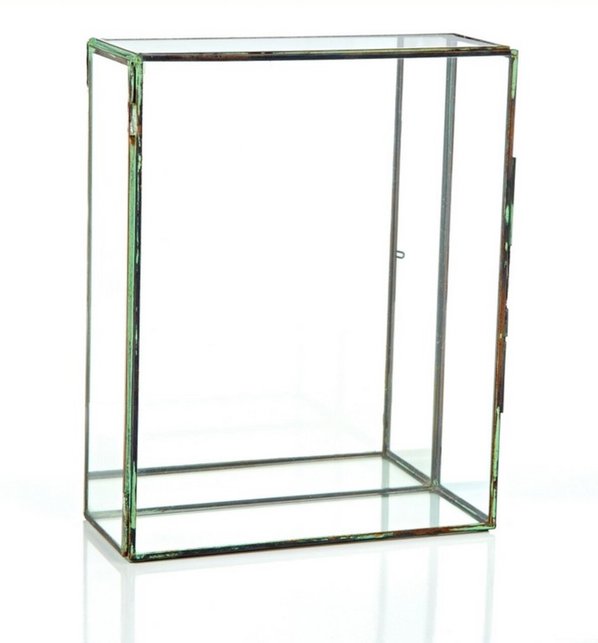 CC Home Furnishings 10" Clear and Brown Contemporary Terrarium Rectangular Glass Tabletop Decor